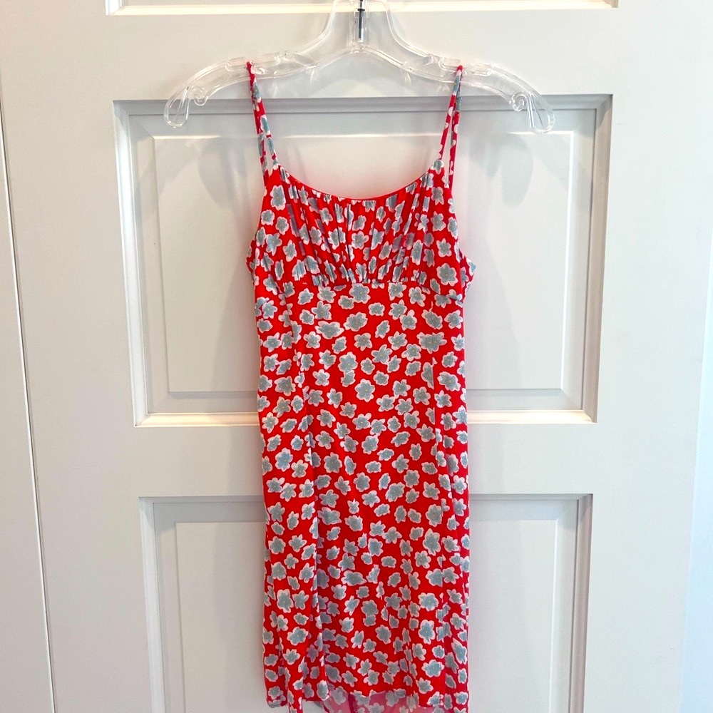 Pull&Bear Red and White Floral Dress